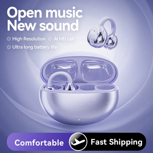 Clip-On Earbuds Gen 3, Open-Ear Wireless Bluetooth 6.0 Headphones with Mic, Secure Fit for Small Ears & Glasses Wearers, 50H Playtime, ENC, IPX5 Waterproof Sport Ear Buds