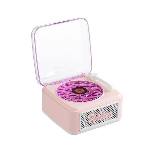 KW05 Tinghai Retro Bluetooth Speaker, Mini Wireless Stereo Ambient Light Subwoofer, Built-In White Noise Vinyl Record Player